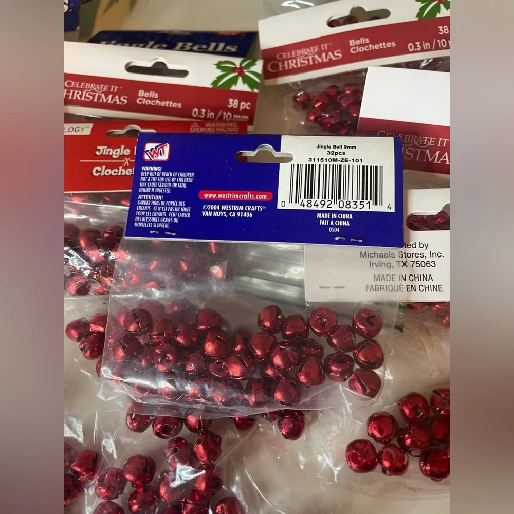 Red Jingle Bells ~650 count, 16 Packs, Christmas Crafts, Christmas Decorations